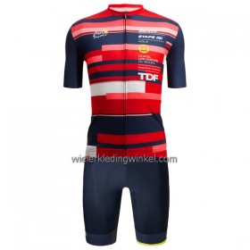 Set Fietsshirt + Korte Koersbroek 2022 Ronde van Frankrijk Aigle-Chatel Rood Blauw